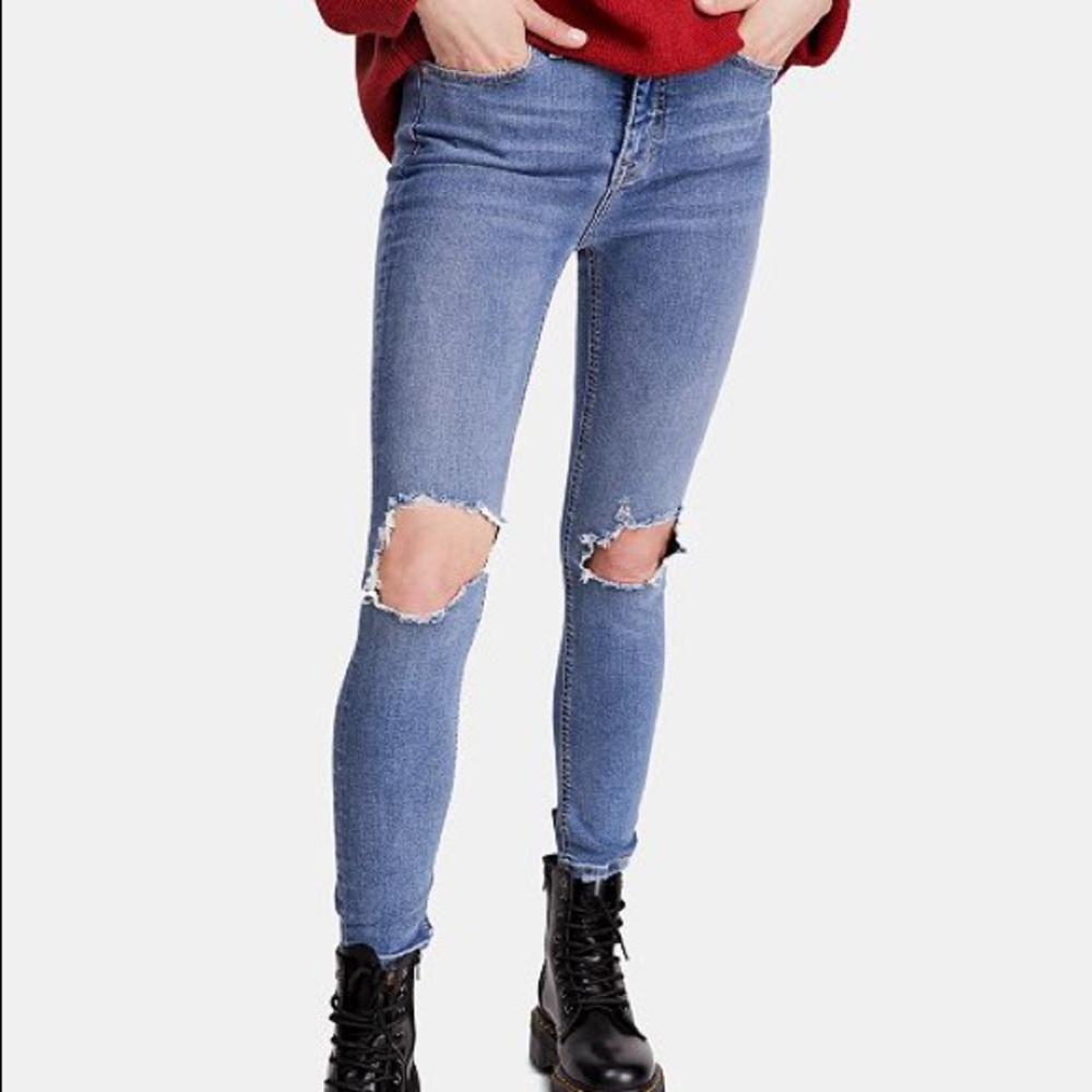 Free people busted knee high rise skinny jeans